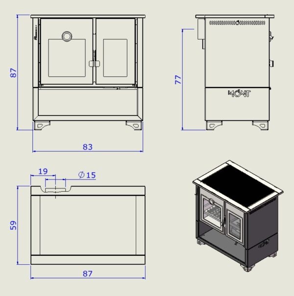 FOGÃO À LENHA MONT DUPLA COMBUSTÃO COM CHAPA VITROCERÂMICA + FORNO - Image 10